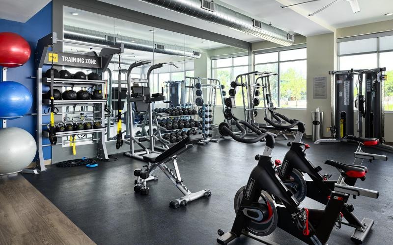 a gym with exercise equipment